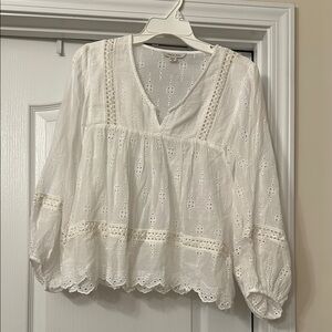 American Eagle Outfitters White Bishop Sleeve Blouse